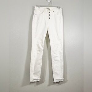 Madewell Jeans White Denim Pants 10” High Rise Skinny Cropped Raw Hem Women 26